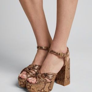 Gianvito Rossi Metallic Snake-Print Platform GOLD